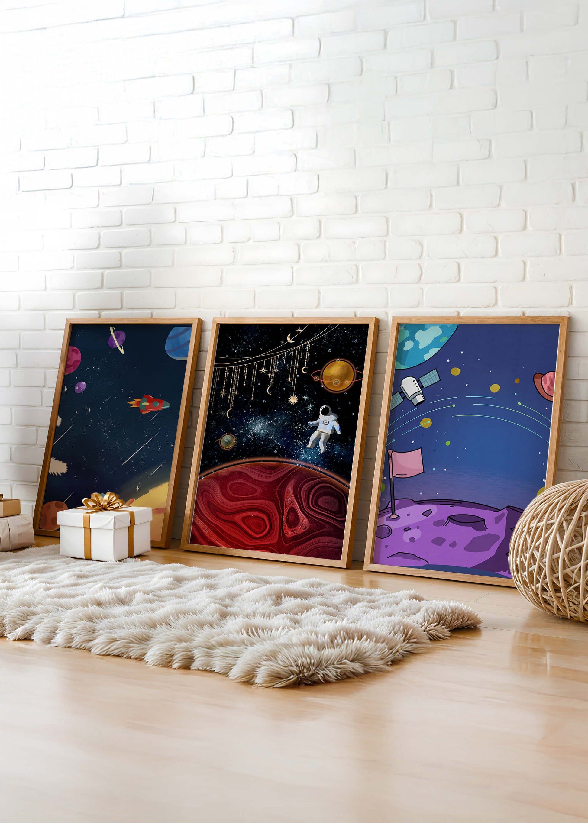 Ensemble d'Œuvres Modernes d'Espace avec Détails Dorés