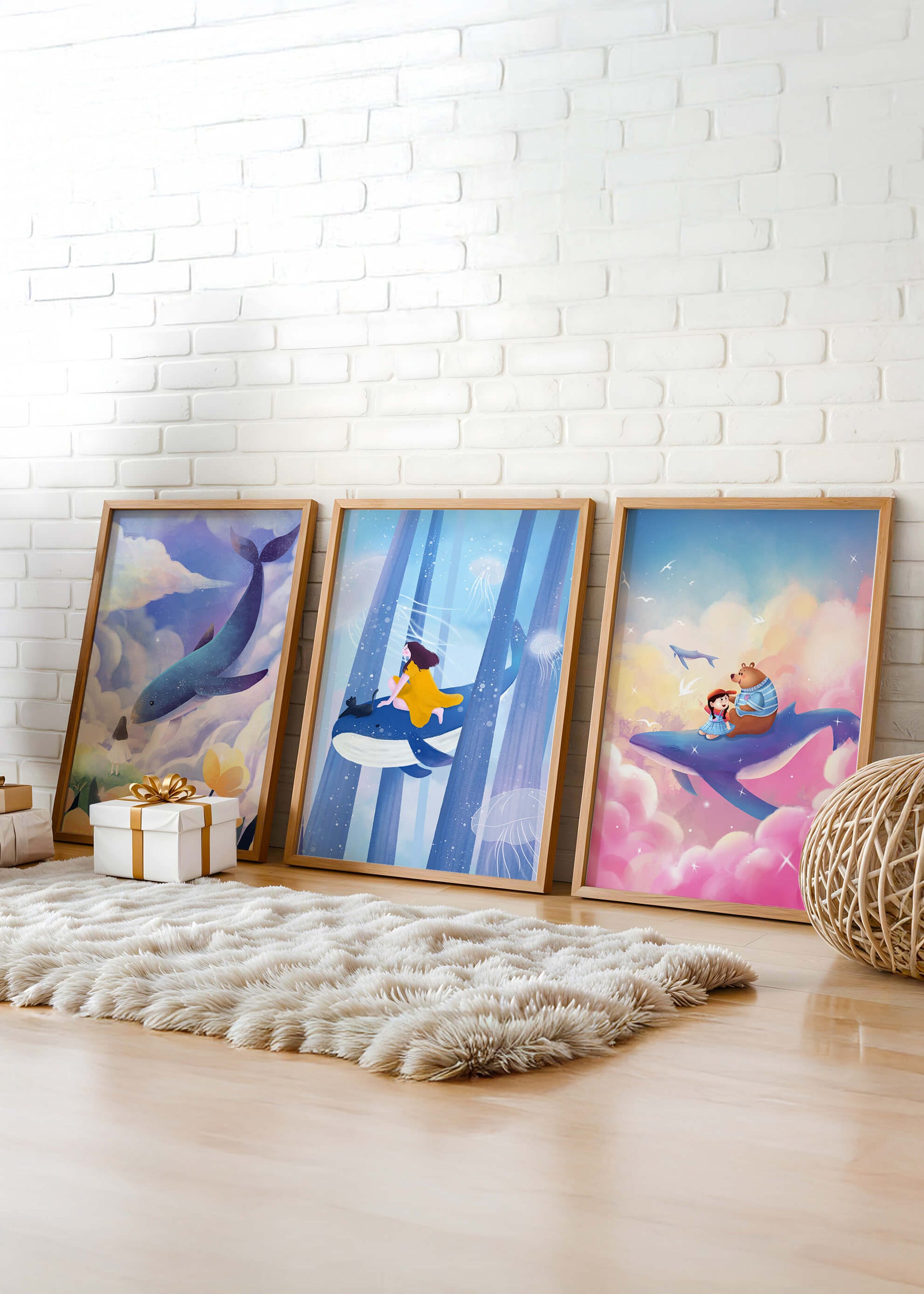 Images illustratives avec des animaux marins et des figures humaines