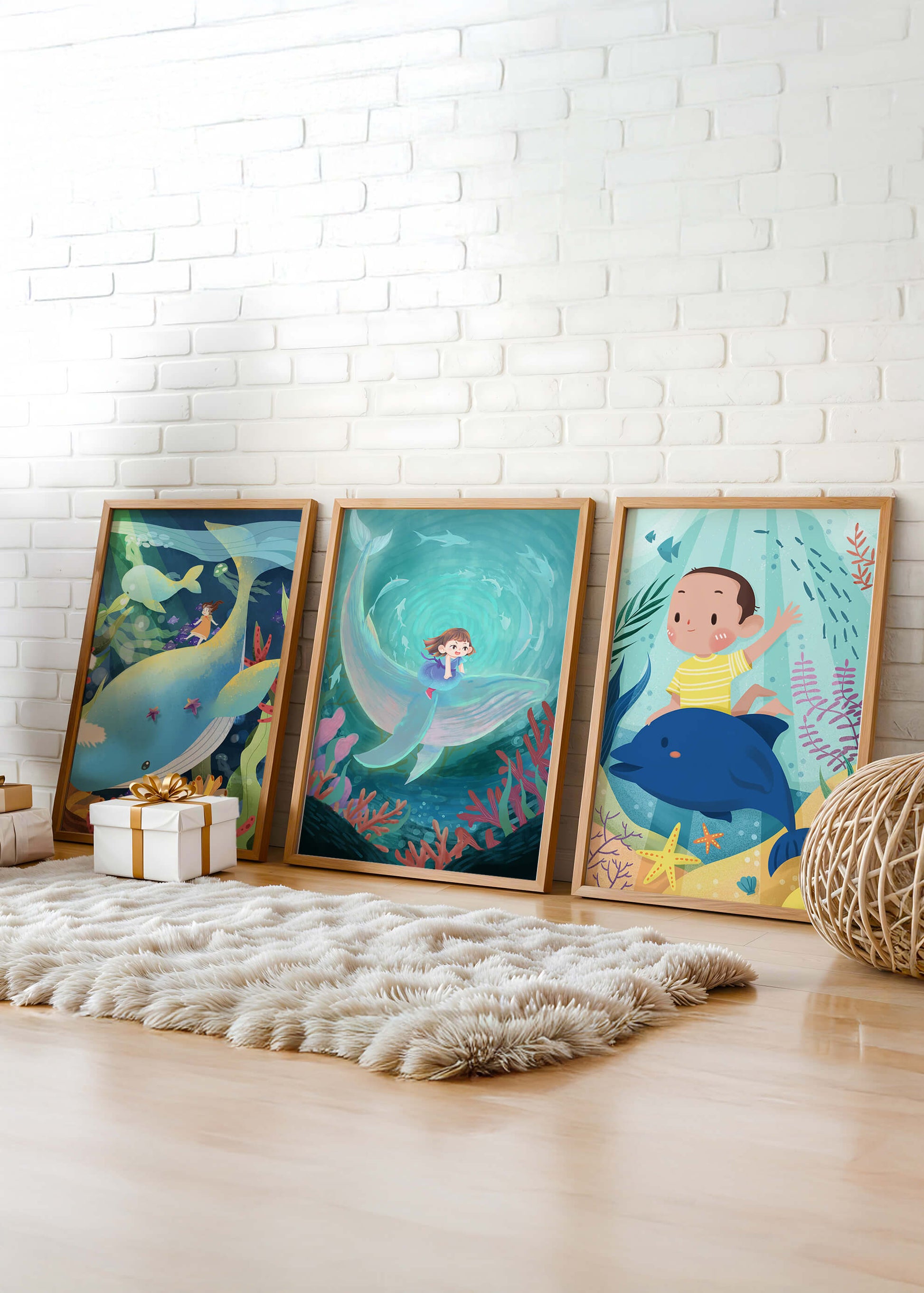 Tableau pour Enfants d’Aventures Sous-Marines avec Animaux Marins