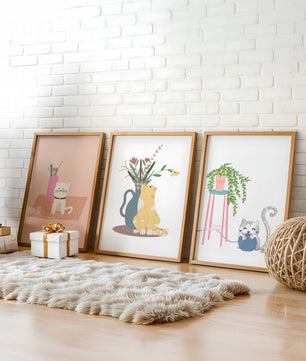 Imágenes Decorativas de Gatos y Plantas en Interiores Modernos