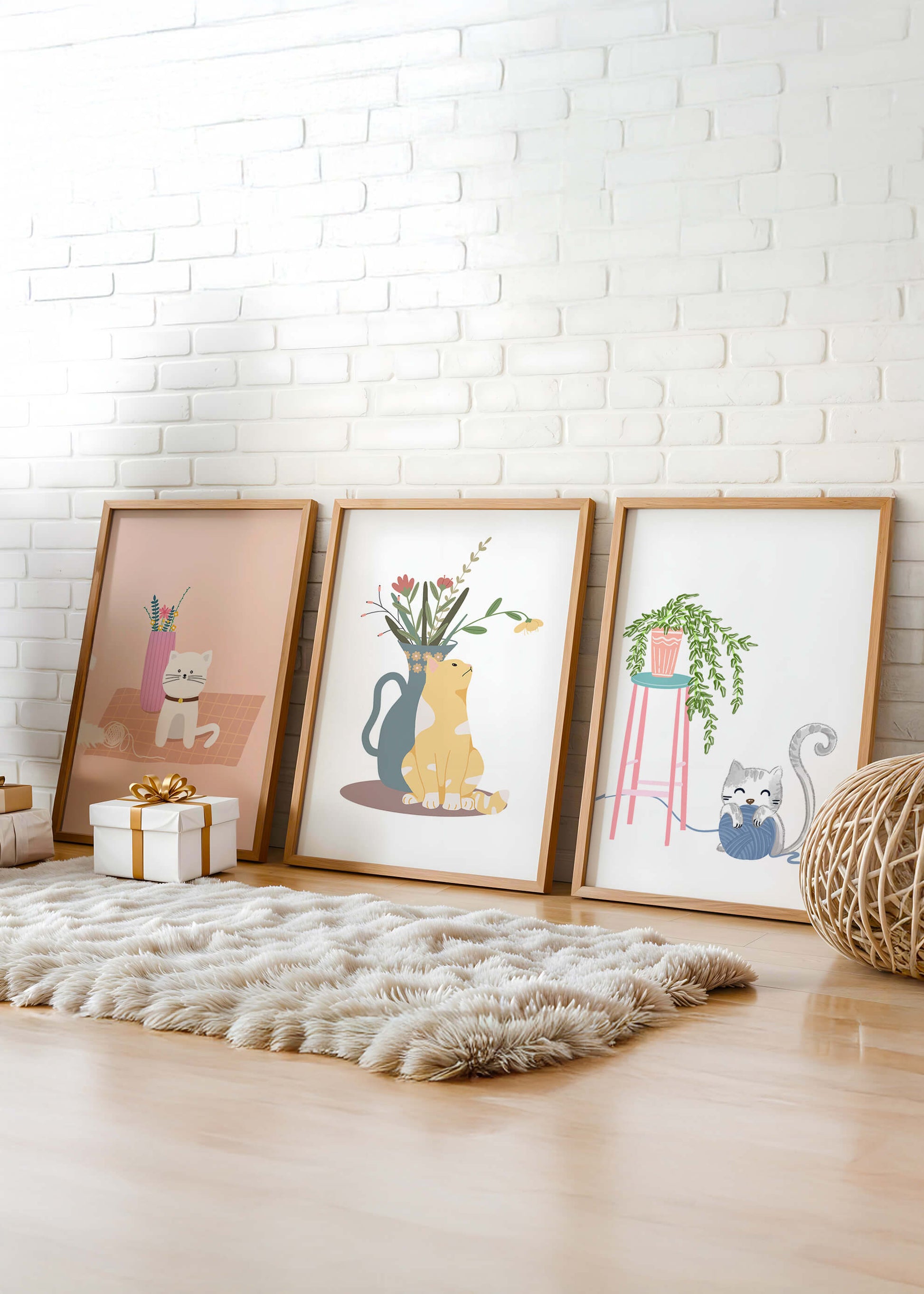 Imágenes Decorativas de Gatos y Plantas en Interiores Modernos