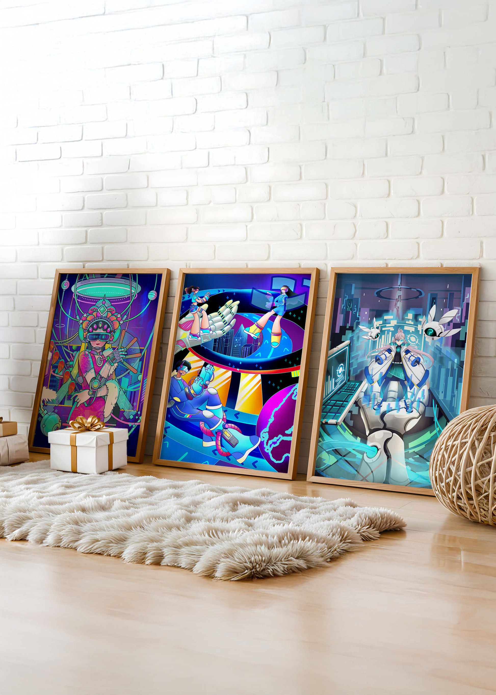 Obras de Arte de Ciencia Ficción con Diseño Futurista y Colores Vivos