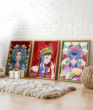 Retratos Estilo Oriental de Mujeres con Tocados y Colores Vivos