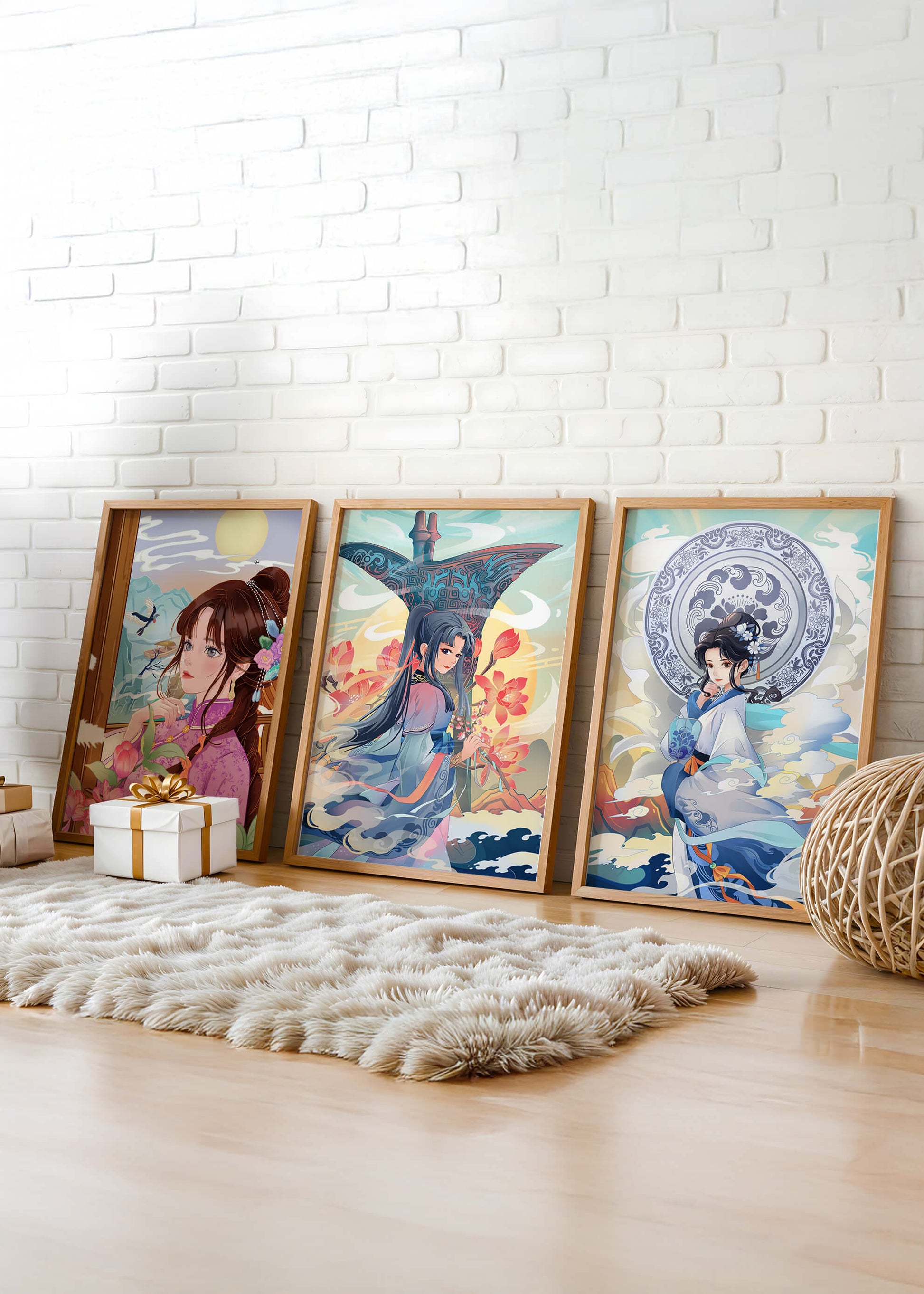 Arte Oriental en Interiores Modernos con Impresión de Alta Calidad