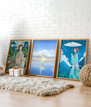 Décoration artistique de style oriental avec trois œuvres