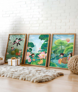Kunstdrucke im asiatischen Stil mit Naturmotiven
