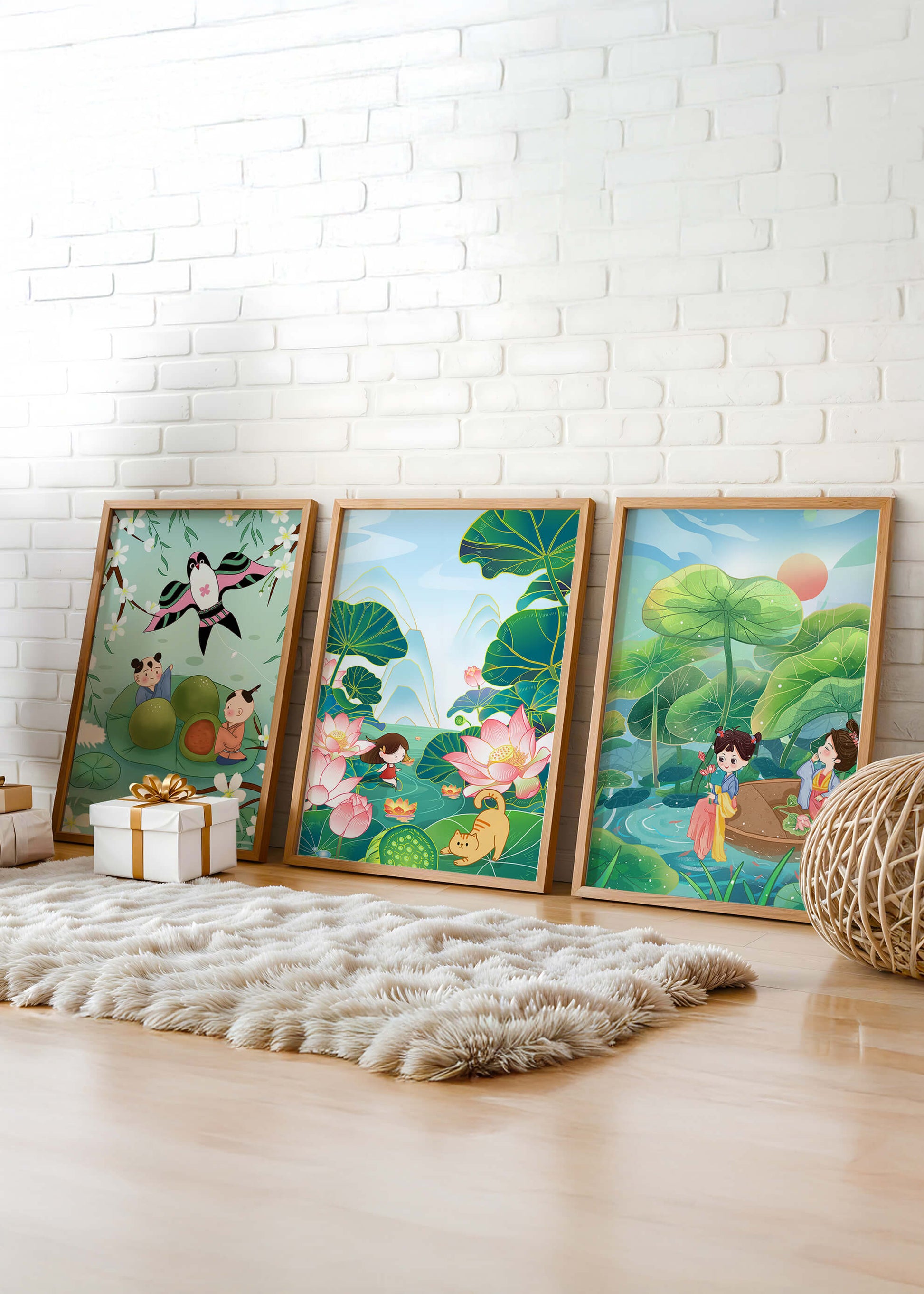 Kunstdrucke im asiatischen Stil mit Naturmotiven