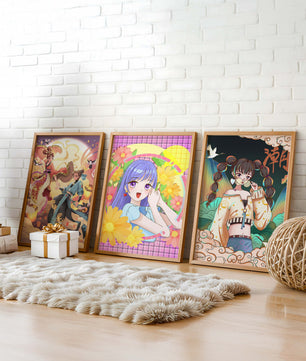 Ensemble d'illustrations d'anime aux designs joyeux et colorés