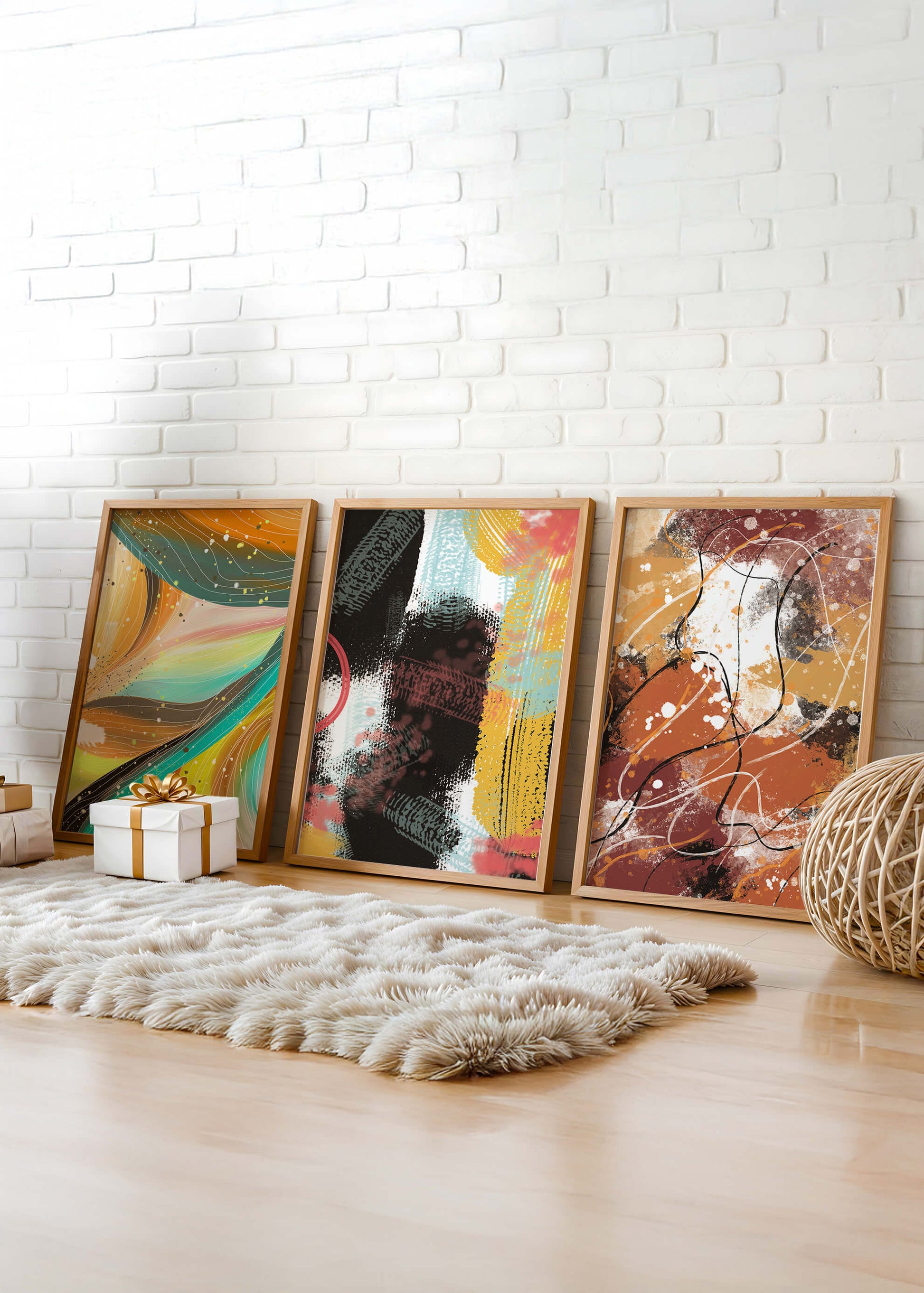 Conjunto De Cuadros Abstractos De Impresión En Alta Calidad