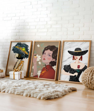 Set de Arte con Retratos de Mujeres en Estilo Clásico y Moderno