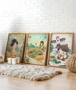 Ensemble d’illustrations inspirées de l’art asiatique