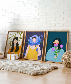Ensemble de trois illustrations modernes sans cadre