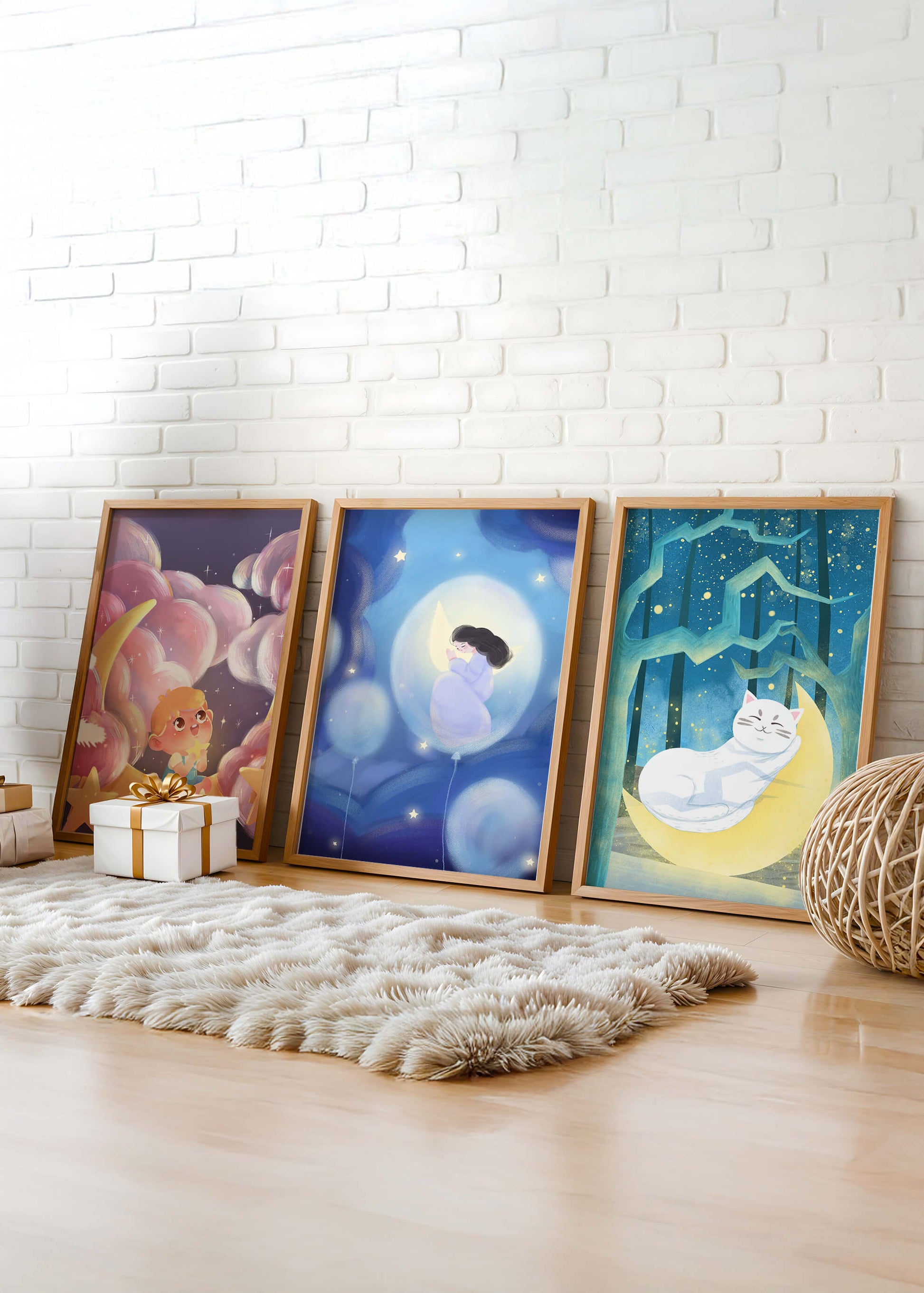 Tableaux de rêve avec des motifs pour enfants et des pois
