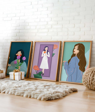 Ilustraciones Modernas De Mujeres Con Flores