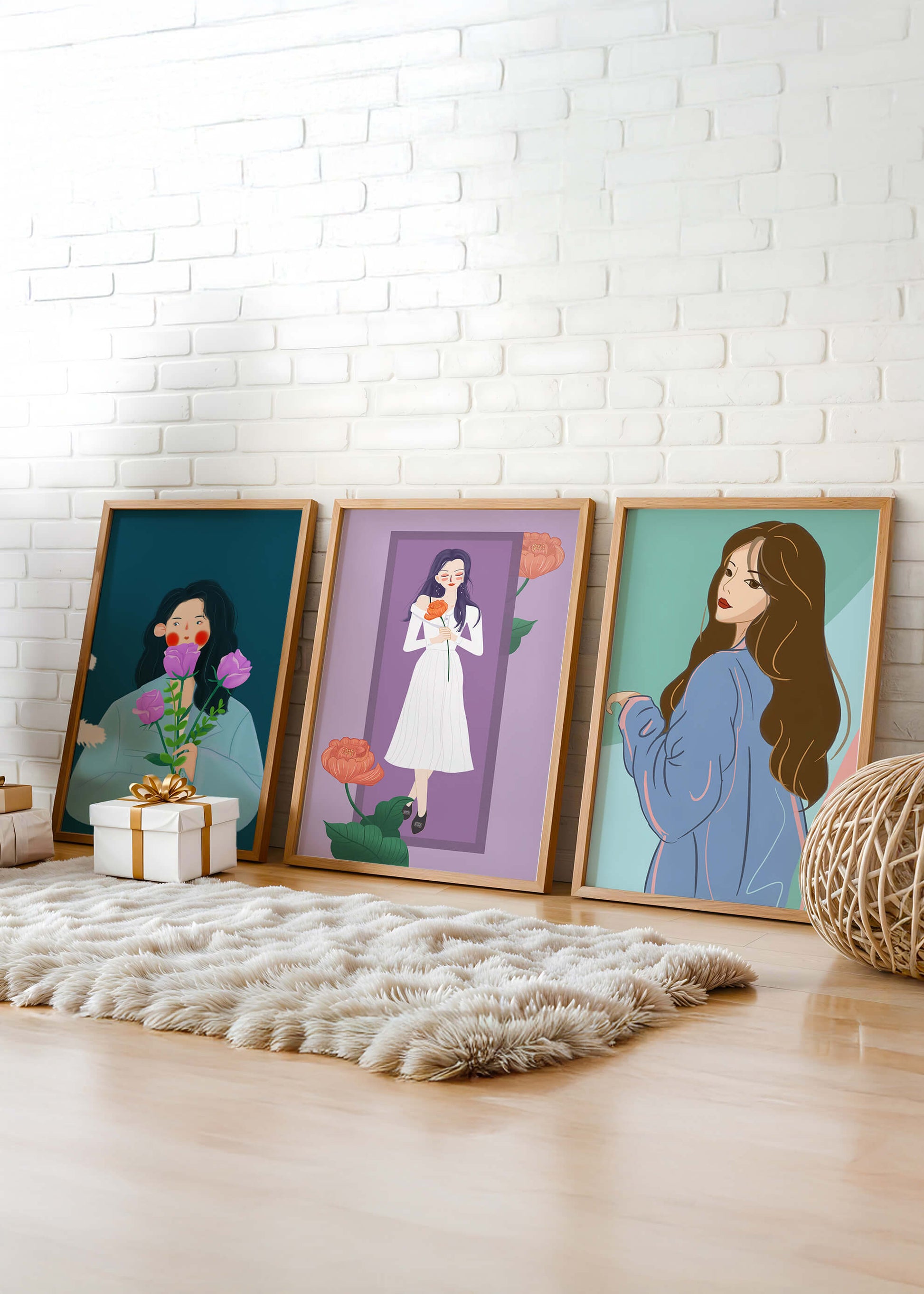 Ilustraciones Modernas De Mujeres Con Flores