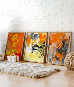 Peintures abstraites modernes dans des tons orangés