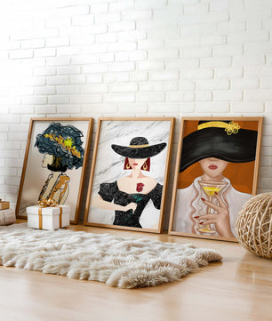 Impression artistique de mode avec éléments dorés