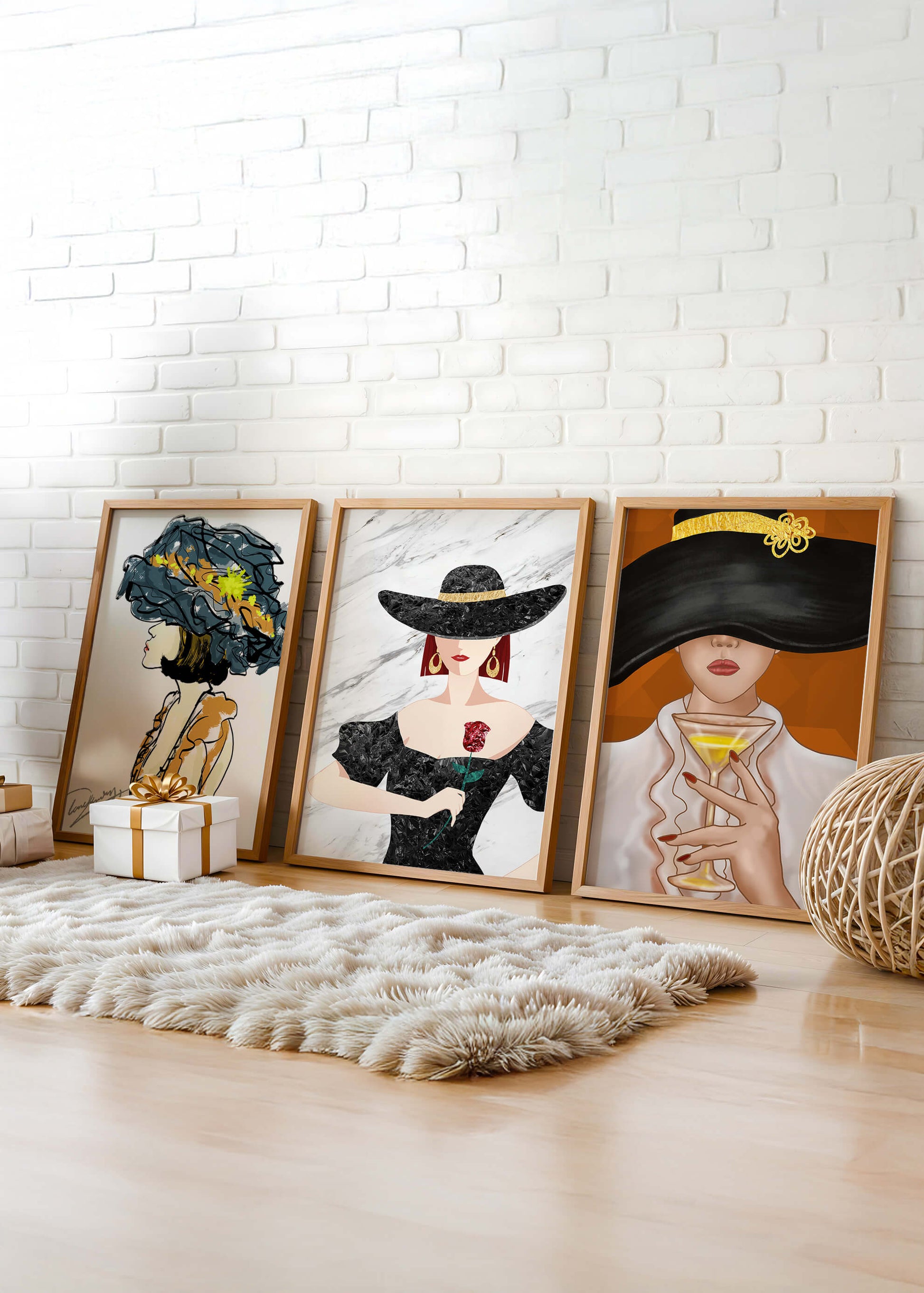 Impression artistique de mode avec éléments dorés
