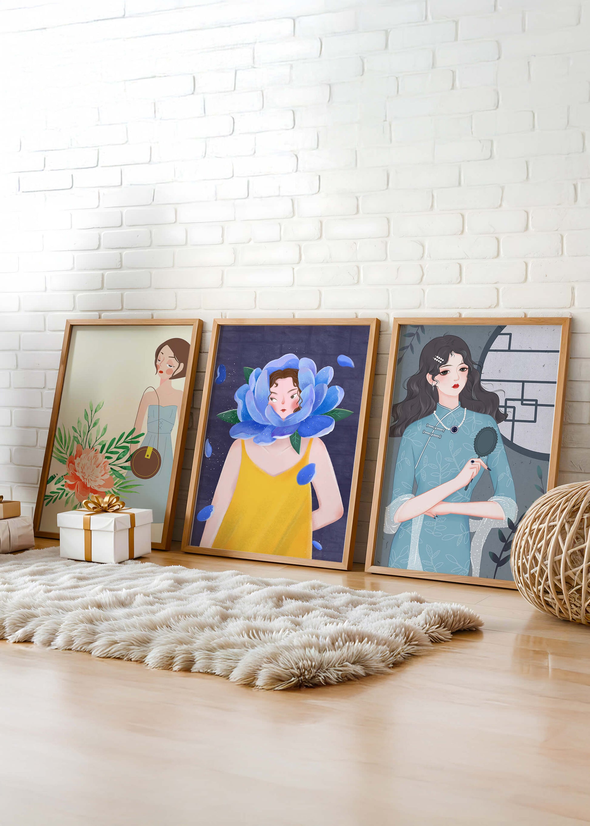 Cuadros Modernos con Ilustraciones Artísticas Femeninas en Estilo Colorido