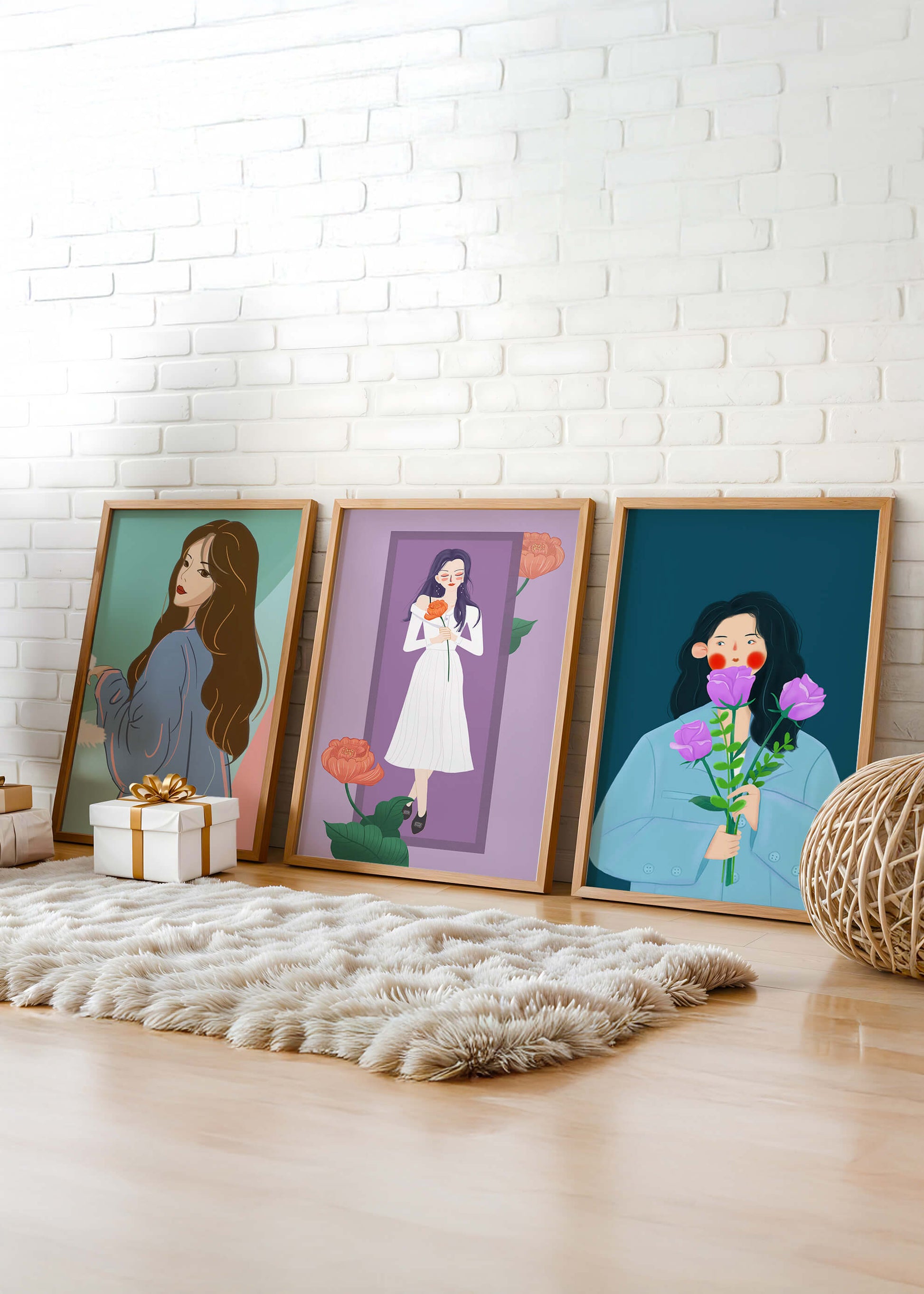 Wanddekoration mit modernen Illustrationen