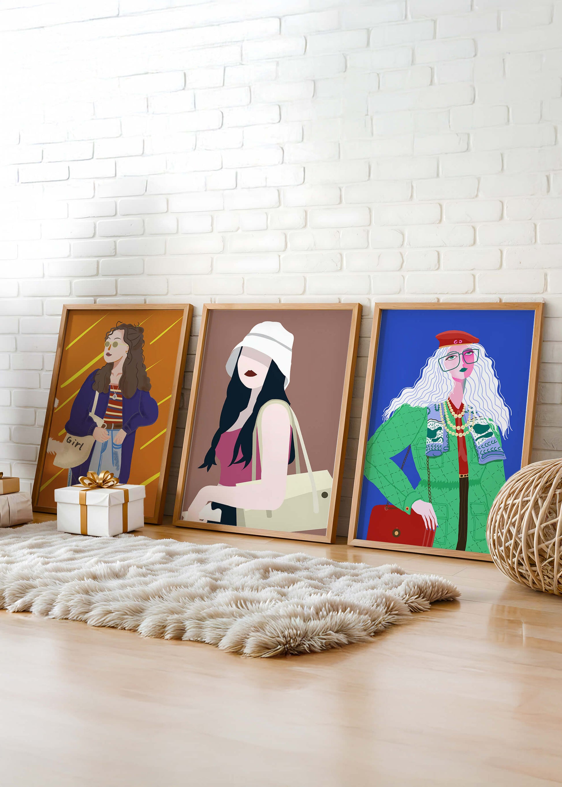 Conjunto de Retratos Modernos de Mujeres con Estilo en Arte Digital