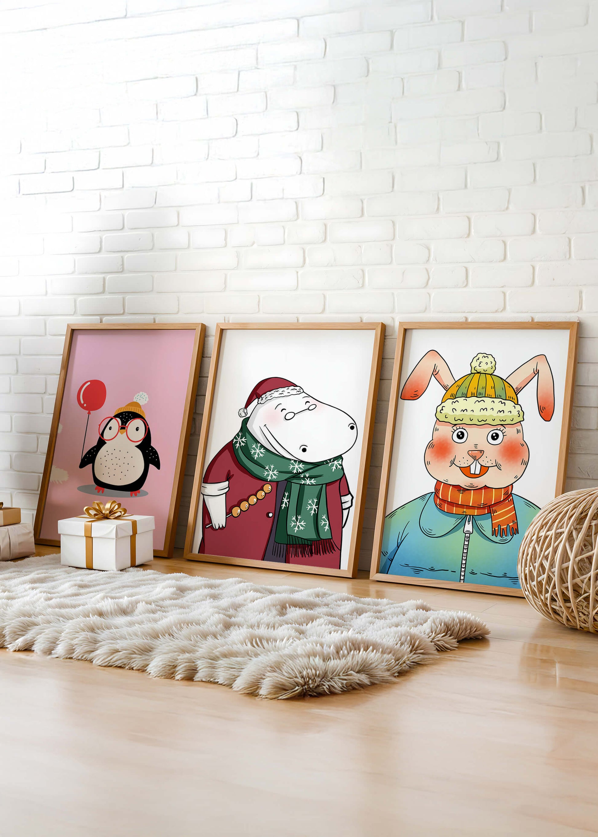 Arte Infantil Con Animales Divertidos Para Decoración