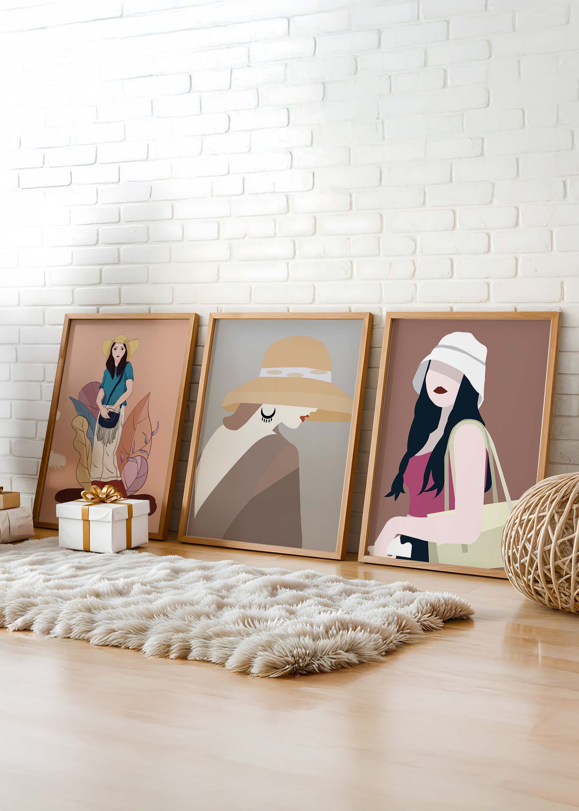 Retratos Modernos de Mujeres con Sombreros en Estilo Vectorial