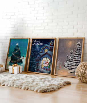Décoration de Noël avec illustrations hivernales et ambiances festives