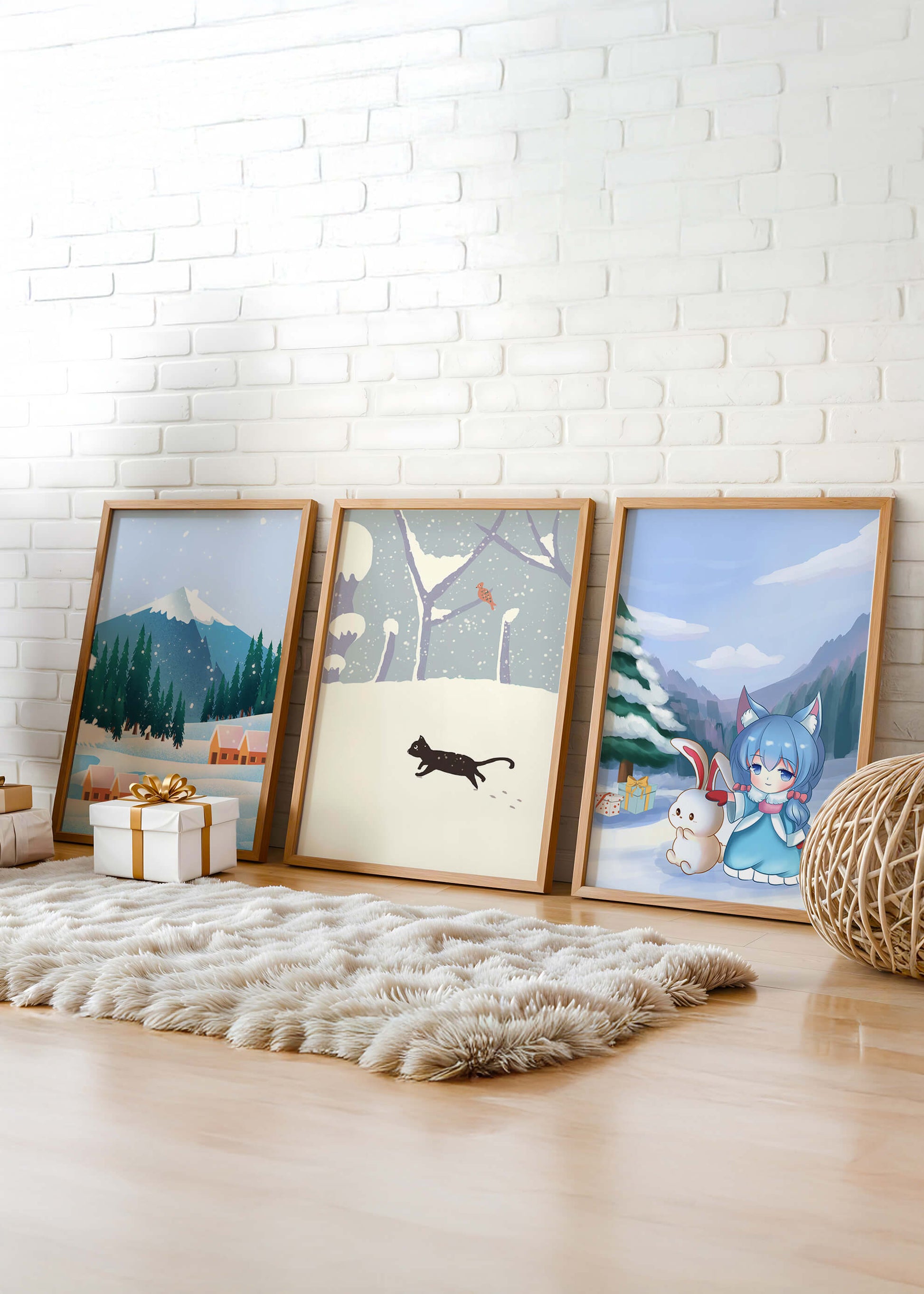 Paysages enneigés et personnage fantastique en impression de haute qualité