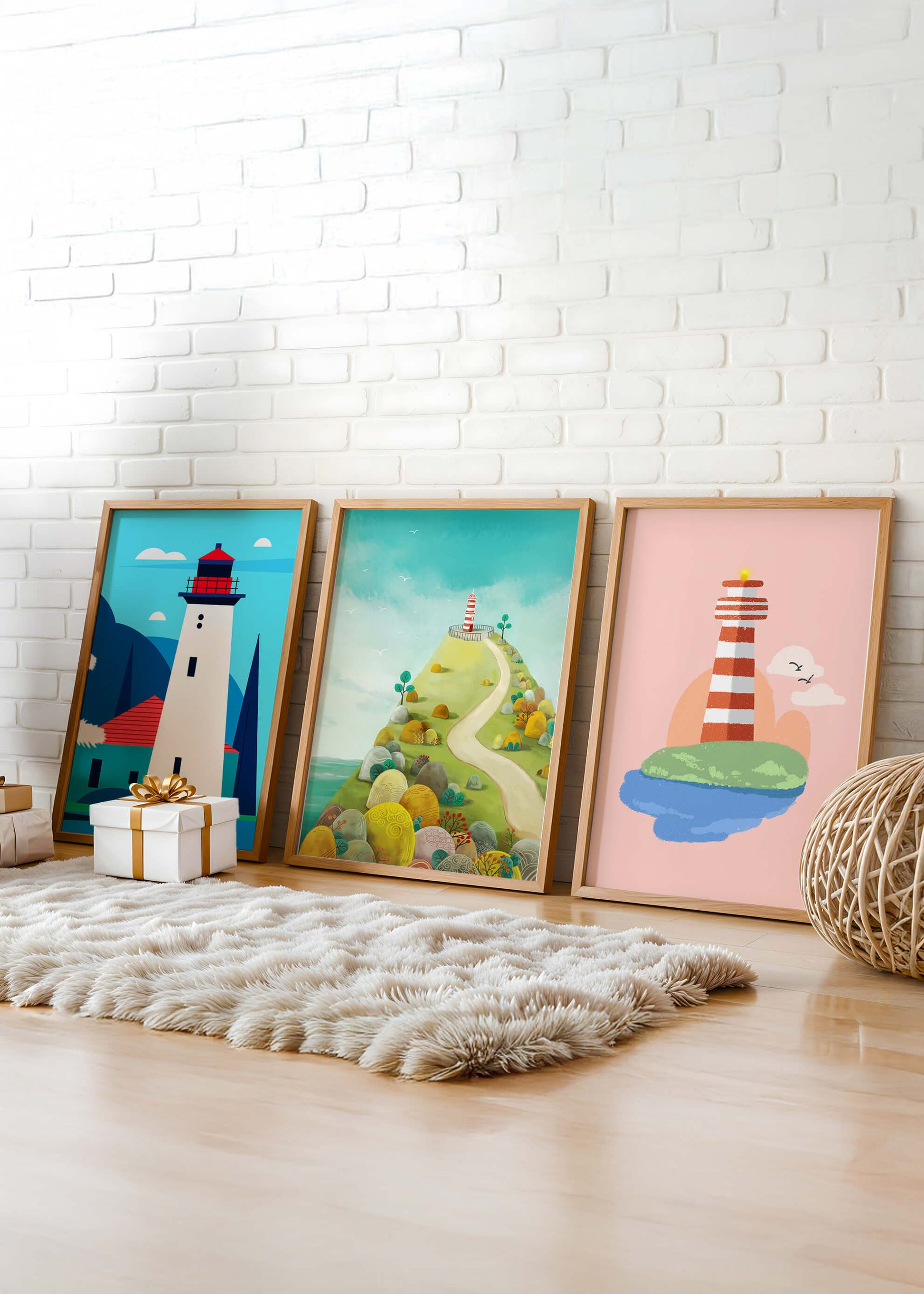 Conjunto de Impresiones de Arte con Motivos de Faros Sin Marco