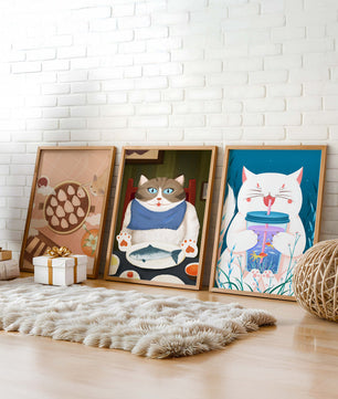 Ensemble d'illustrations de chats à thème culinaire