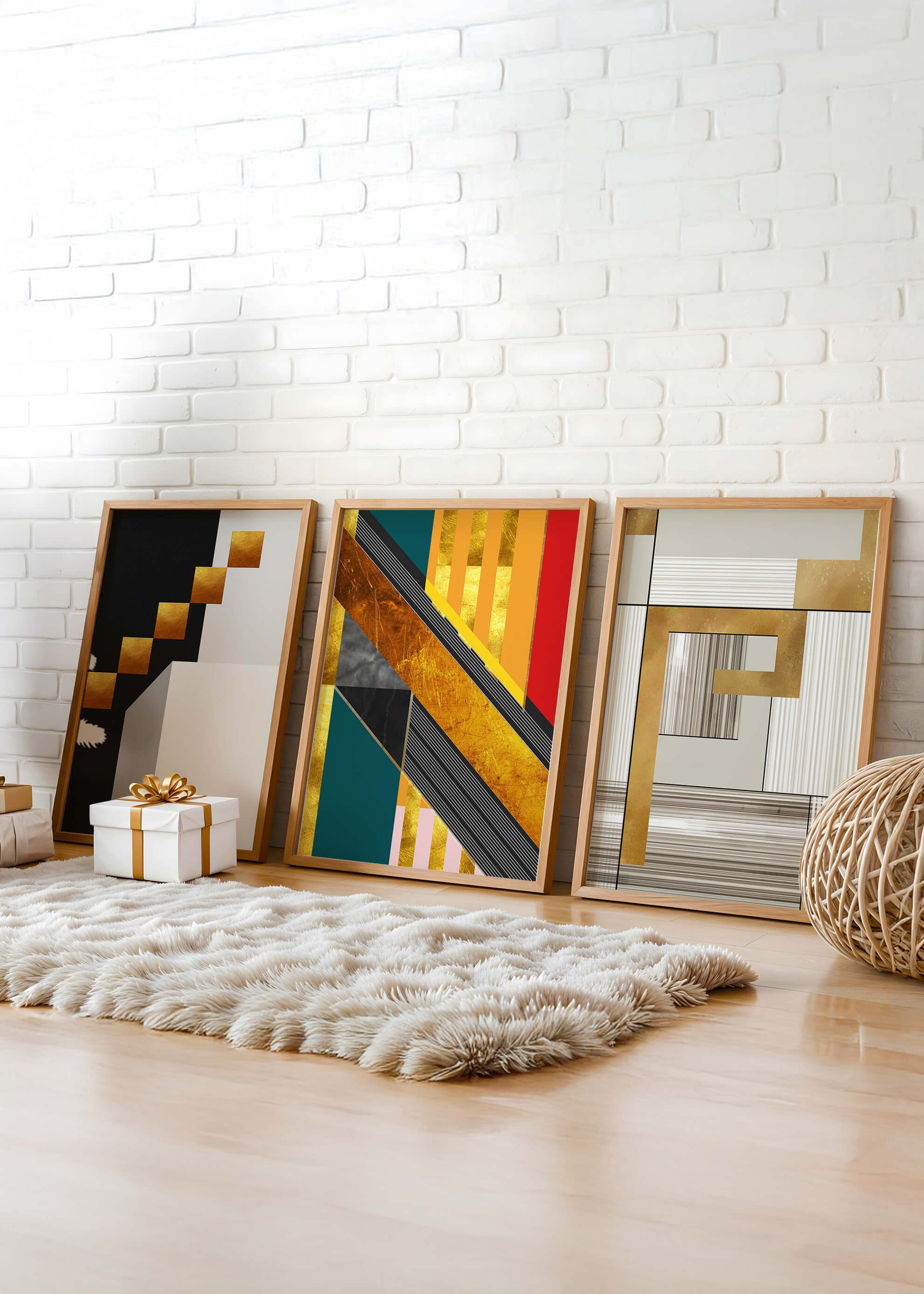 Arte Abstracto Moderno con Detalles Dorados