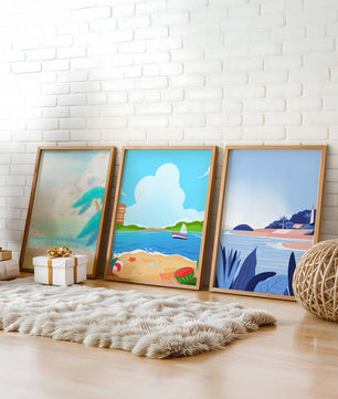 Paisajes Playeros con Colores Vivos en un Interior Moderno