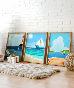 Ensemble d’illustrations nautiques au style minimaliste