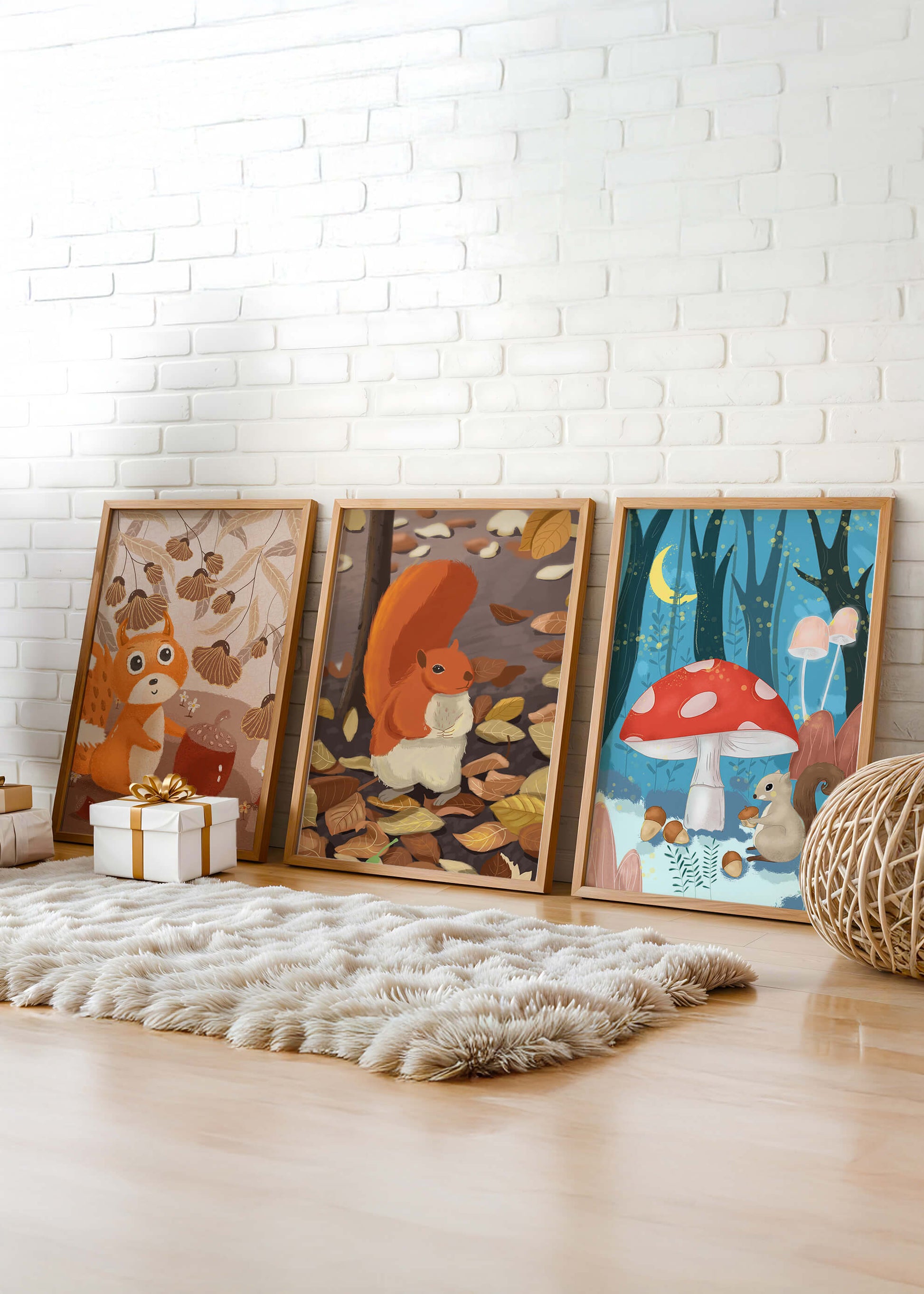 Ilustraciones De Animales En Un Bosque Otoñal