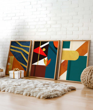 Ensemble d’art abstrait coloré avec des éléments dorés