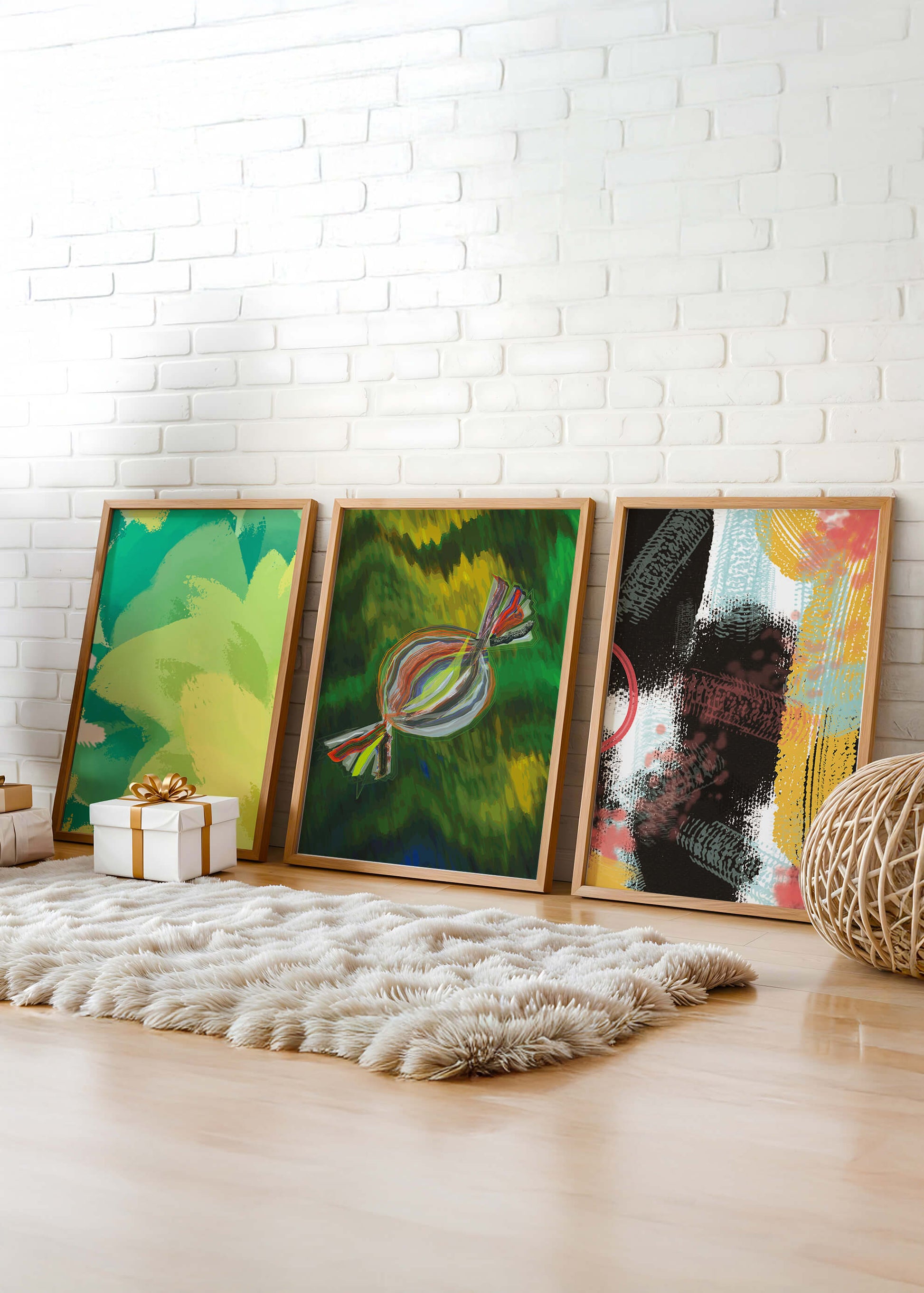 Tríptico De Arte Abstracto Sin Marco Con Impresión De Alta Calidad