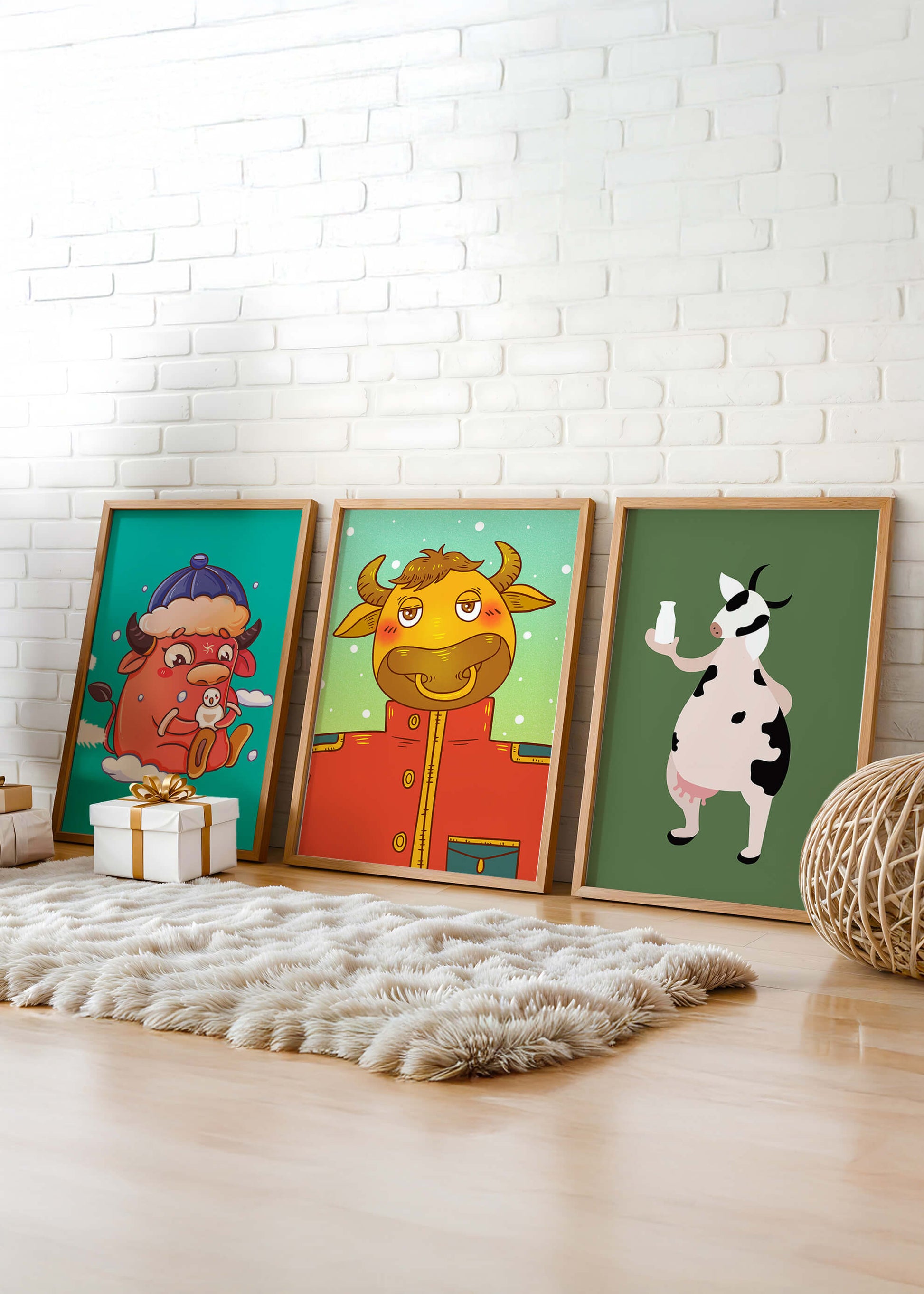 Animaux Illustrés dans des Cadres en Bois