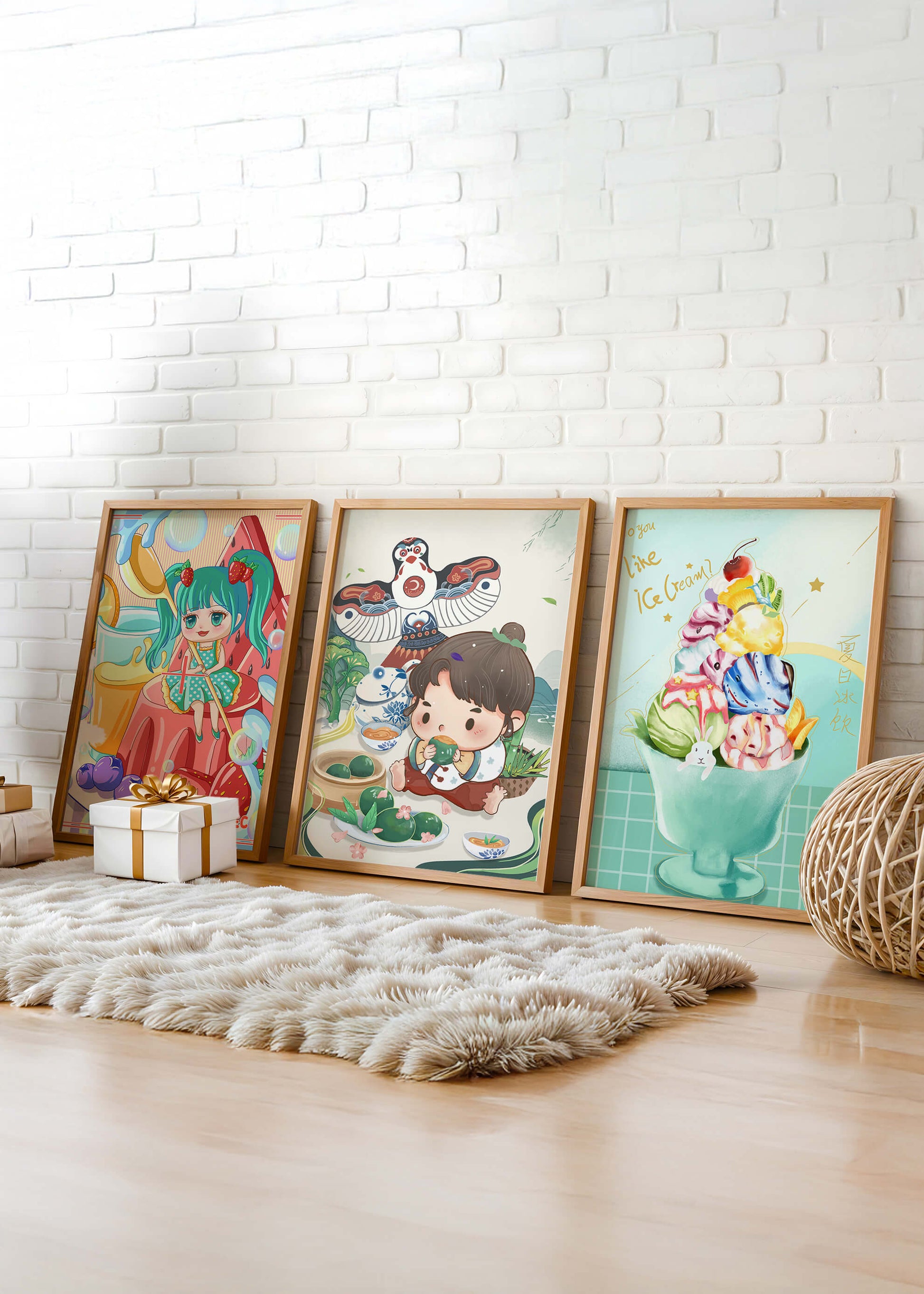 Illustrations d’art coloré avec des personnages animés et un design moderne