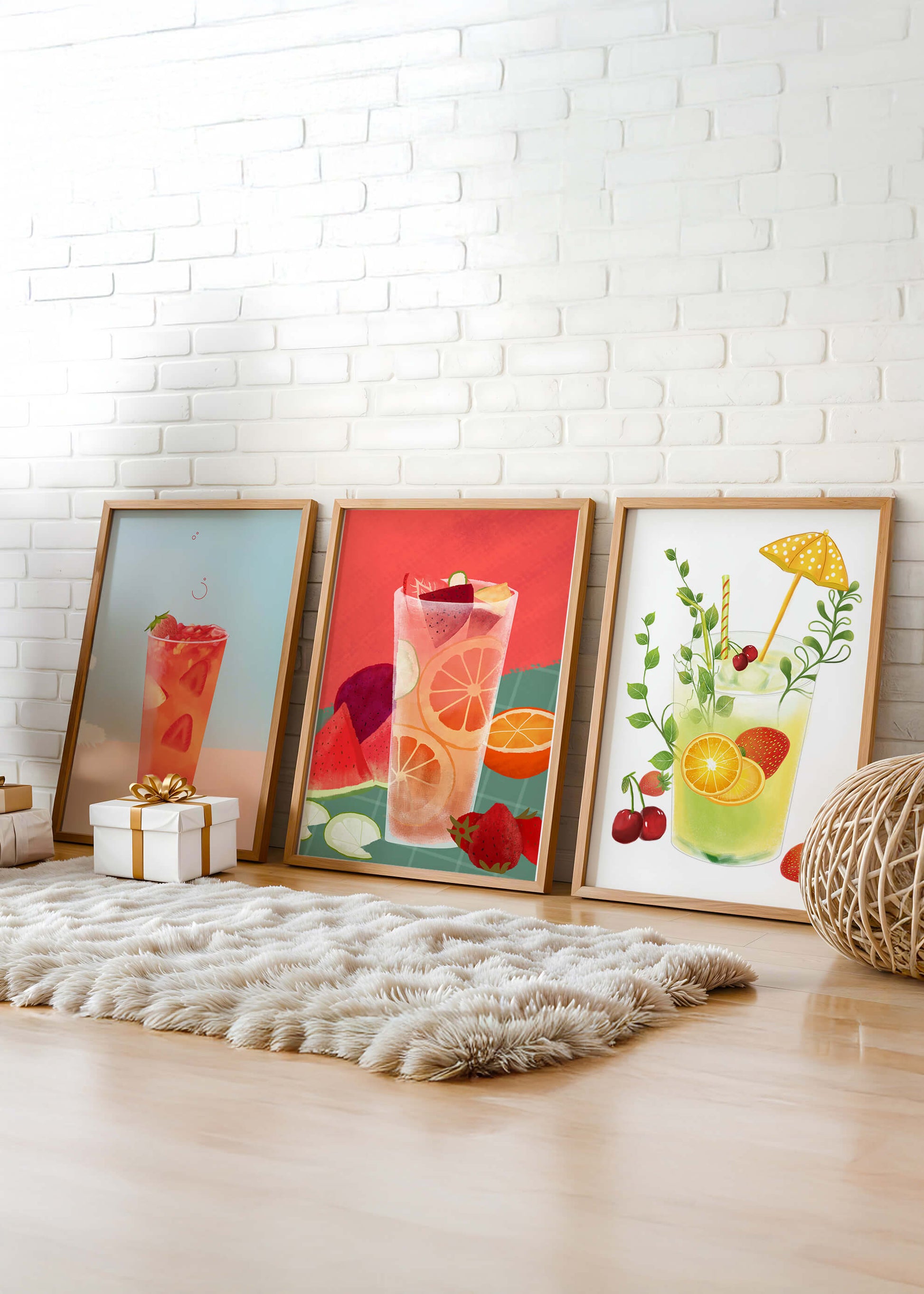 Ensemble d’œuvres d’art avec des boissons rafraîchissantes