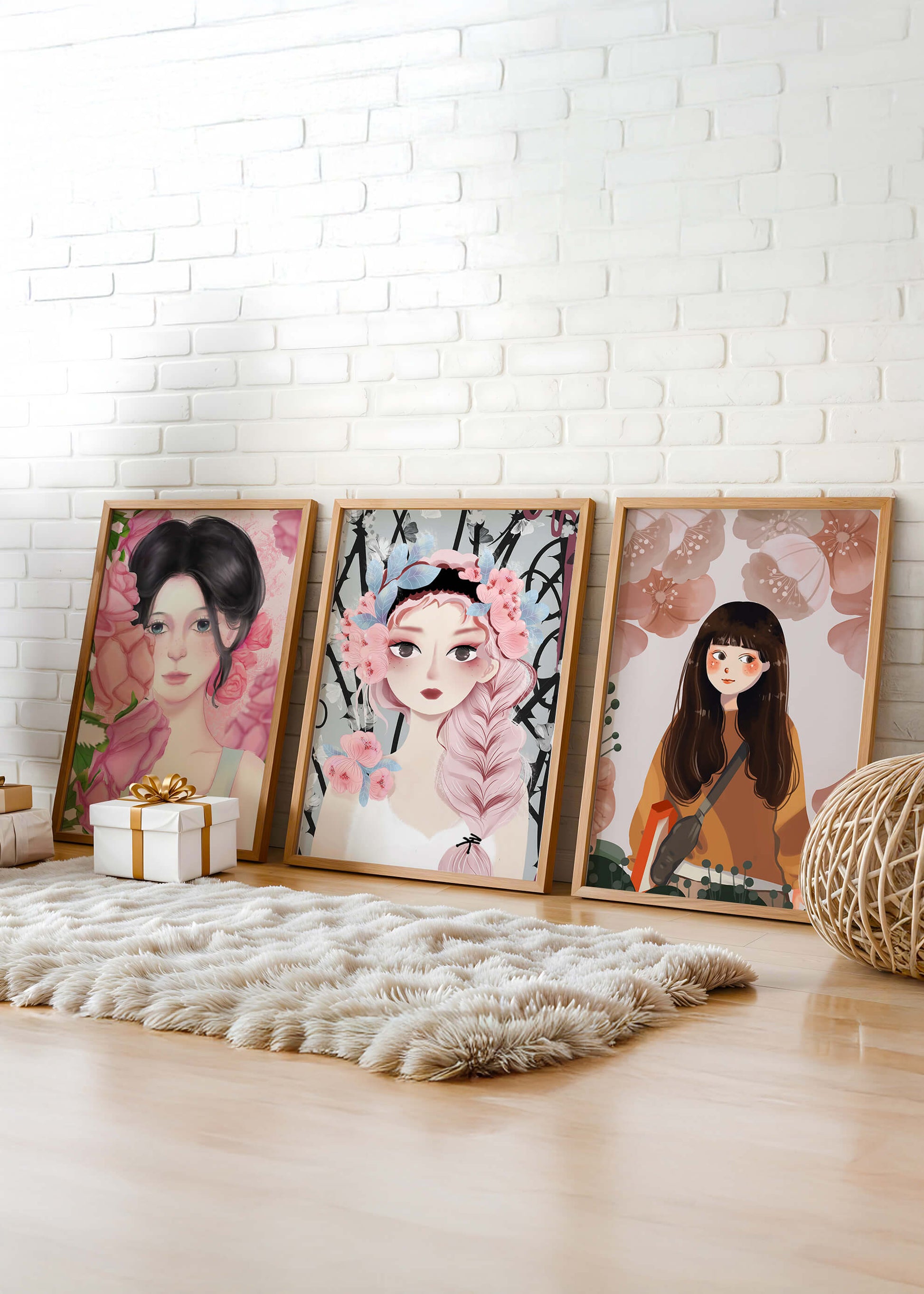 Illustrations artistiques de femmes avec des fleurs et inspiration botanique