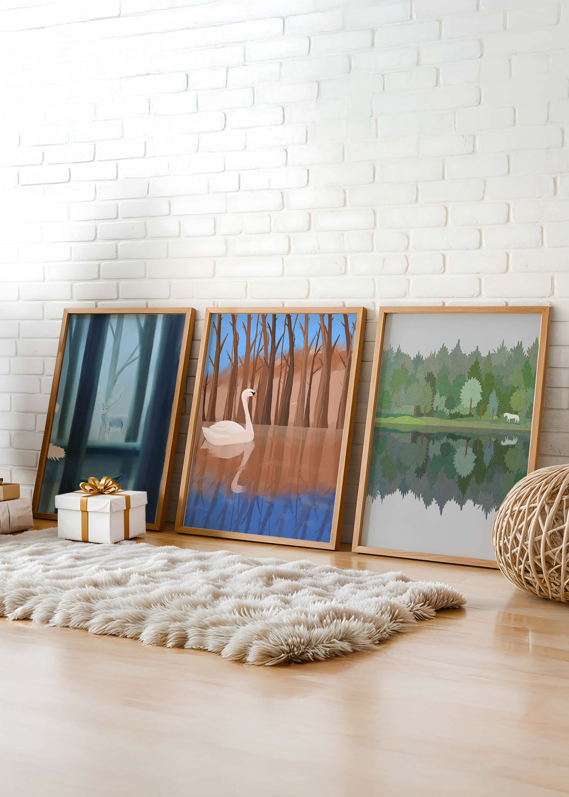 Ensemble de trois impressions artistiques inspirées par la nature