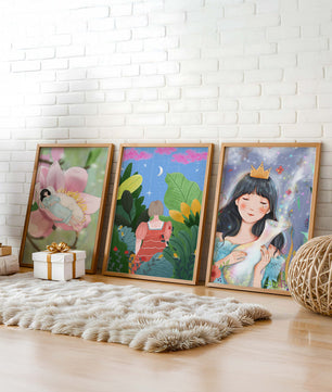 Conjunto De Tres Ilustraciones Artísticas Sin Marco