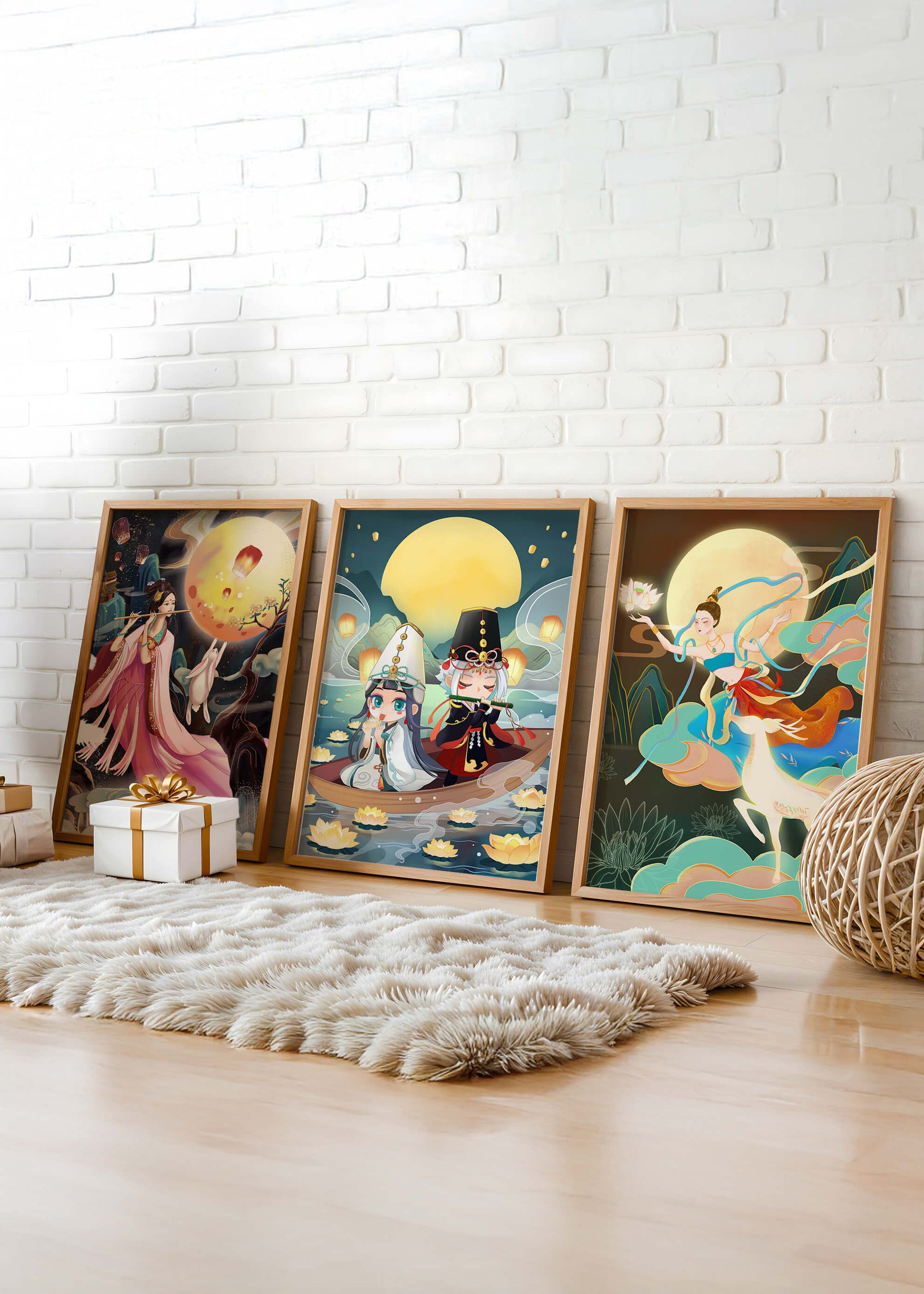 Pinturas De Fantasía Con Luna Llena Y Personajes Mitológicos