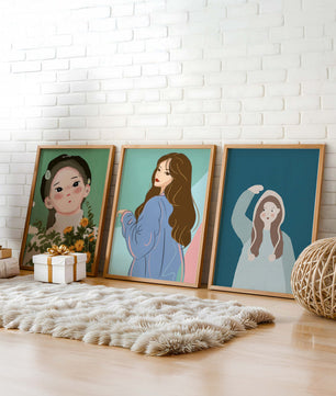 Impresiones artísticas de retratos femeninos en estilo moderno