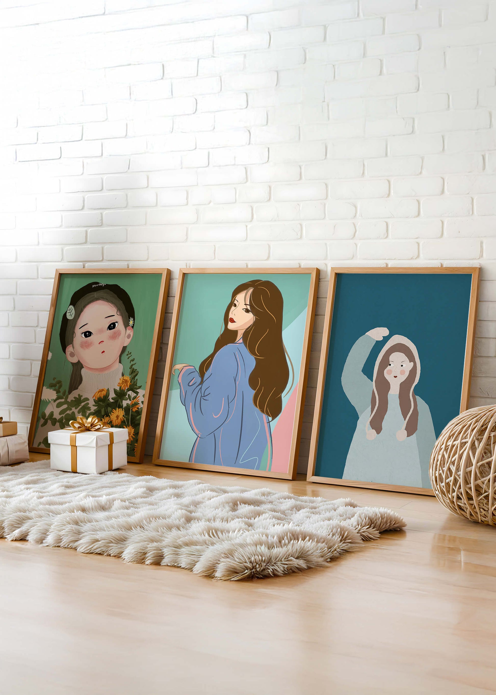 Impresiones artísticas de retratos femeninos en estilo moderno