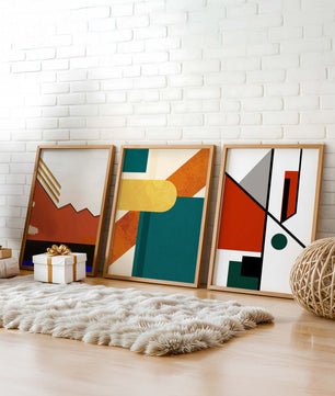 Ensemble d'art abstrait moderne avec des motifs géométriques sans cadre