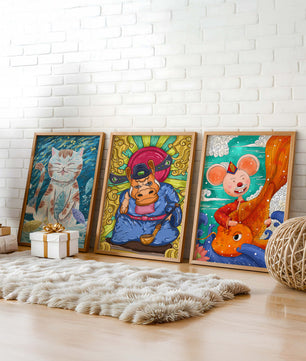Ensemble d'illustrations d'animaux au style fantastique