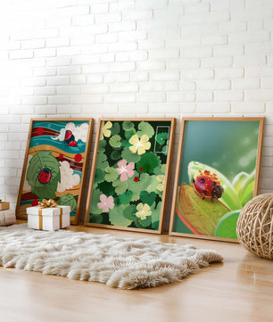 Tríptico De Mariquitas En Estilo Natural Moderno