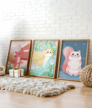 Ensemble d’illustrations de chats dans un style artistique moderne